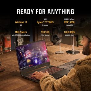 Asus Laptop Tuf Gaming (2023) 15.6” Fhd 144hz Geforce Rtx 4050 Amd Ryzen 7 7735hs 16GB DDR5 1TB SSD