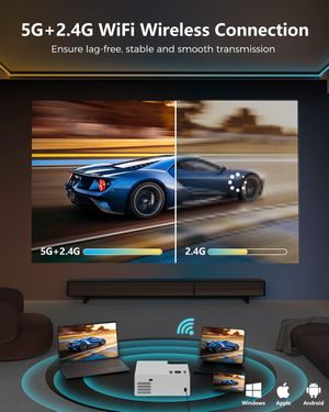 Mini Proyector Portátil Fudoni Con Wifi 5g Y Bt,15000l 1080p 4k Compatible Con Ios/Android/Hdmi/Usb