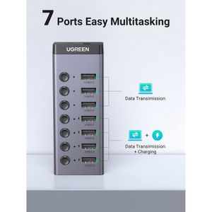 Hub Ugreen de 7 Puertos USB 3.0 Adaptador Interruptor LED CM481 90305