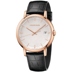 Reloj Calvin Klein Established K9H216C6 Suizo Acero Inoxidable Oro Rosado Correa de Cuero Negro