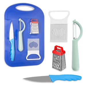 Set Tabla de Picar con Rallador Pelador 5 Accesorios A60 Azul