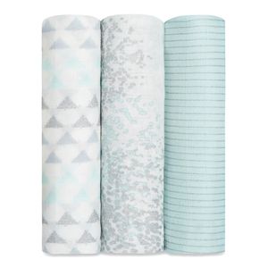 Mantas para Bebes Aden y Anais de Muselina de Bambú Metallic Skylight Birch Pack por 3