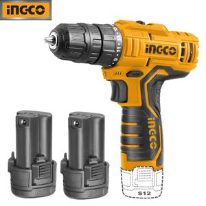 Kit Inalámbrico Atornillador Ingco 12V + Pistola Silicona + Linterna Led de Mano y Frente COSLI22121