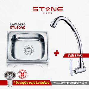 Combo de Lavadero de Acero Prime Stl5040 Velit Stw-02 Stone