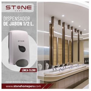 Dispensador de Jabon Liquido / Gel 1/2 L Blanco Linea Clerk - Stone