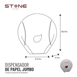Dispensador de Papel Jumbo Blanco Linea Clerk - Stone