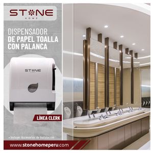 Dispensador de Papel Toalla Con Palanca Blanco Linea Clerk - Stone