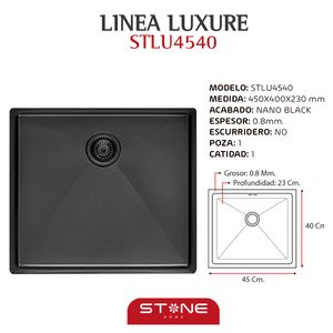Lavadero de Acero Luxure Stlu4540 Stone