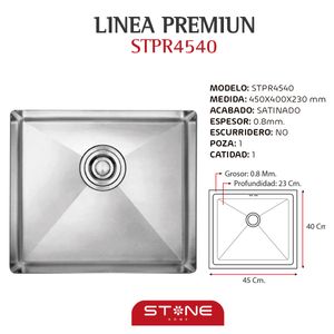 Lavadero de Acero Premium Stpr4540 Stone