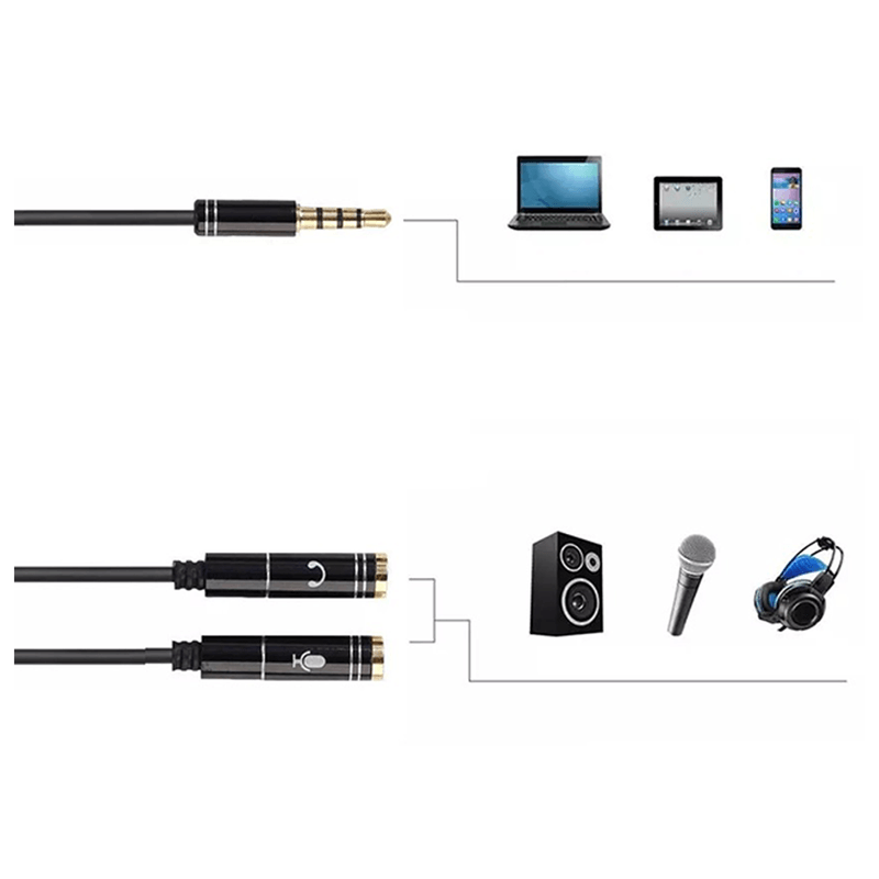 Adaptador Jack Divisor De Micrófono Y Audífono 35mm Real Plaza 