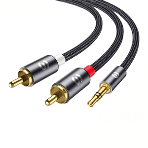 Cable Adaptador Audio 2 Rca a 1 jack 3.5mm - 2m Alta Fidelidad