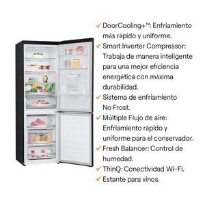 Refrigeradora LG GB37WGT Bottom Freezer Door Cooling 336L Negro