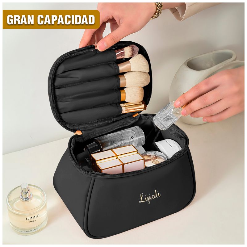 Neceser de maquillaje de terciopelo con asa, neceser con soporte para  brochas de maquillaje, neceser Namotu CRMR-ST34-2