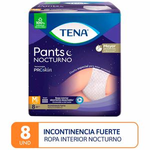 Ropa Interior Incontinencia Fuerte TENA Pants Nocturno Talla M Paquete 8un