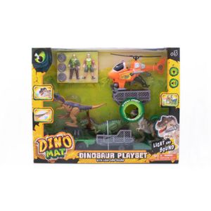 Juguete Dinomat Dinosarios + Helicoptero + Auto Y 2 Figuras