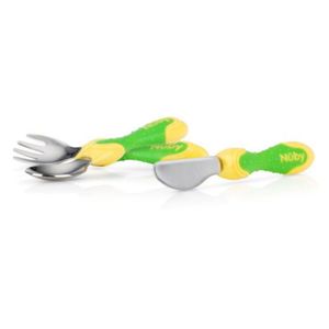Cubiertos para Bebé Nuby Acero Inoxidable Verde
