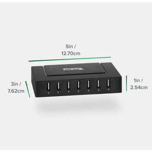 Hub Usb a 2.0 Plugable de 7 Puertos con Adaptador de Corriente de 60W y Carga Bc 1.2