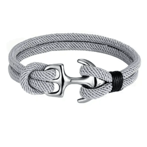 Brazalete de Cuerda con Broche de Titanio Plata x 21cm