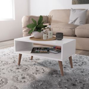 Mesa de Centro Hortensia patas de madera Movenda Blanco