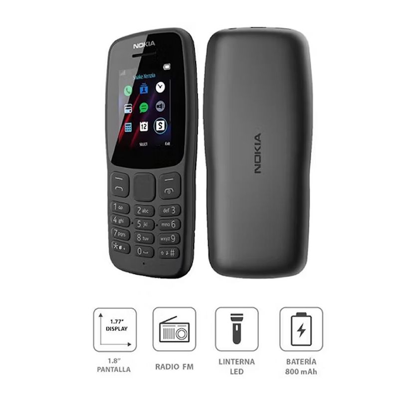 Celular Básico Nokia 106 TA-1190 LTAU 2G Negro