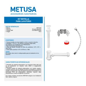 Kit Botella para lavatorio Metusa