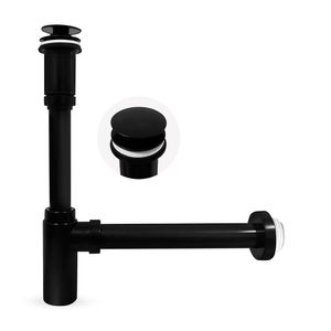 Trampa para Lavatorio Metusa Minimalista con Desague Push Black