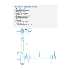 Trampa para Lavatorio Metusa Minimalista con Desague Push Black