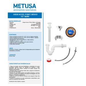 Kit para instalación 1/2" baño v2 Metusa