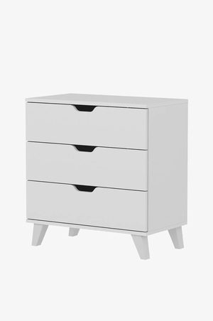 Velador clásico multiusos 3 cajones Dorotea color Blanco TU MESITA