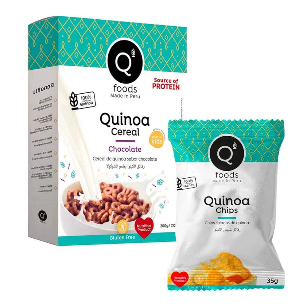 Pack Chips de Quinoa Q FOODS Sabor a Natural Bolsa 35g + Cereal de