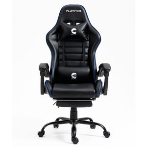 Silla Gamer con Masajeador Lumbar Playpro X1 Azul Base de Metal