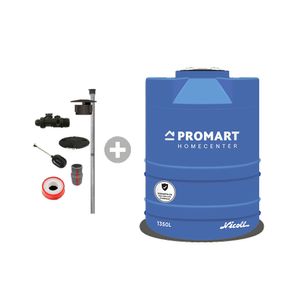 Cisterna de agua Promart 1350 litros Azul + Kit de accesorios