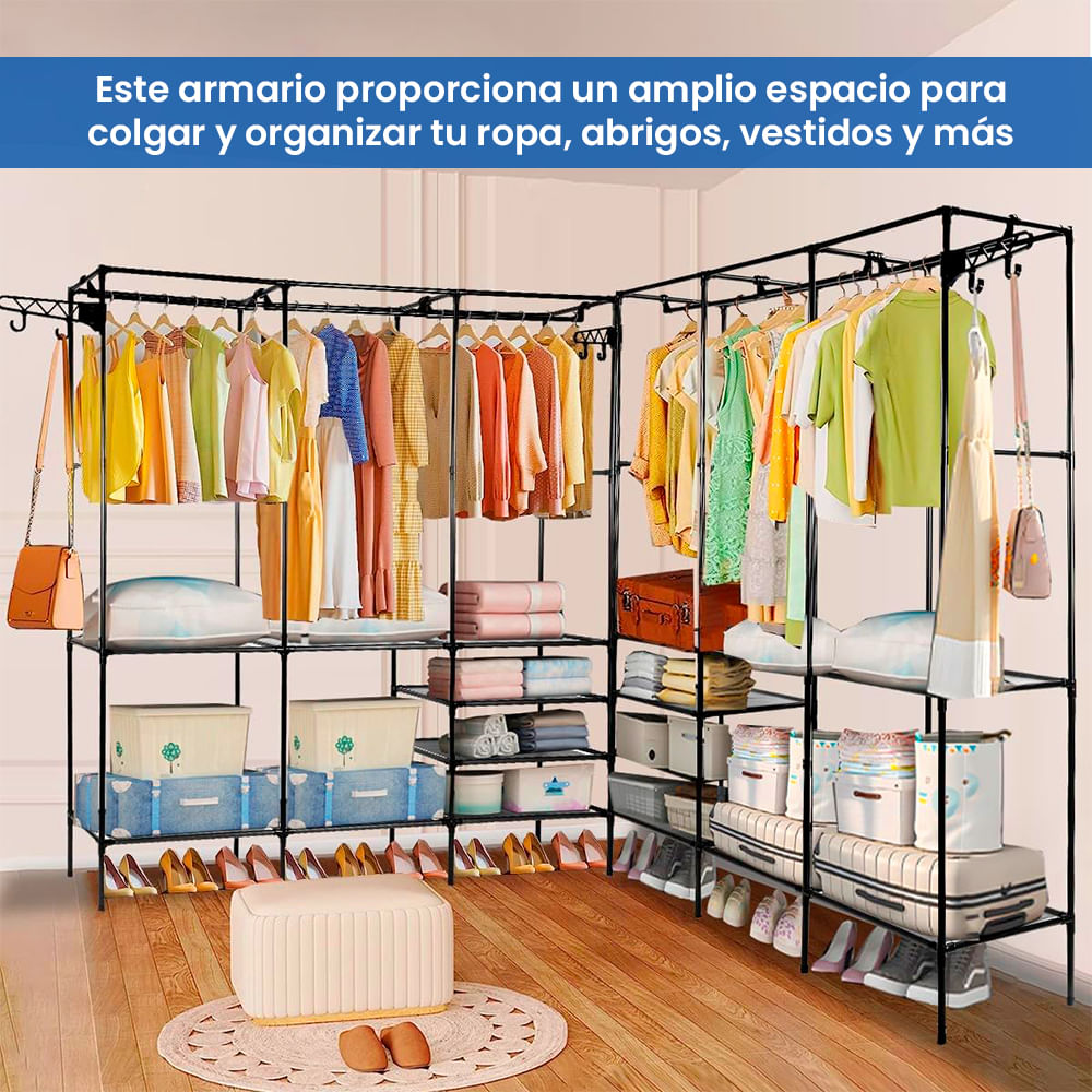 Ropero Perchero Organizador Armario Closet Armable 2 Cuerpos Blanco -  Promart