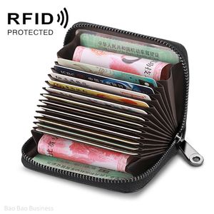 Tarjetero Billetera Hombre RFID Antirrobo de Cuero Negro Portatarjetas