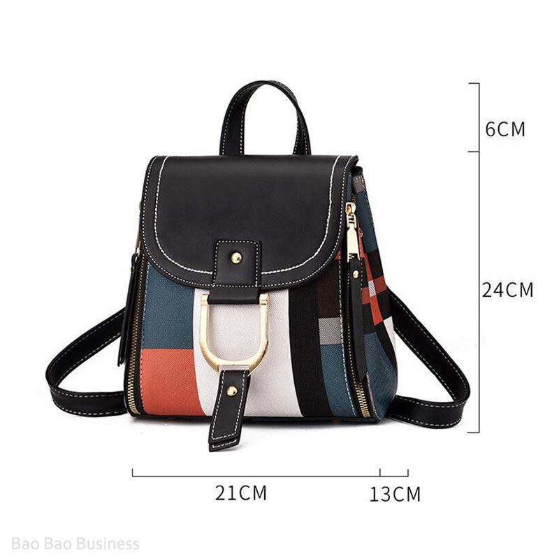 Mochila Bolso Bandolera Mujer A Cuadros Patchwork Crossbody negro