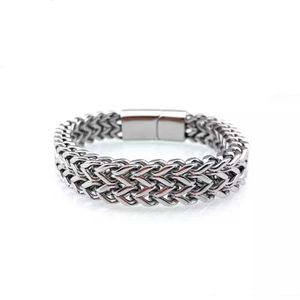 Brazalete Pulsera de Titanio Doble Capa Para Hombre Plata x 19cm