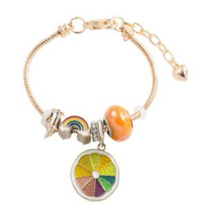 Pulsera Dorada Para Mujer con Charms Mod Arcoíris