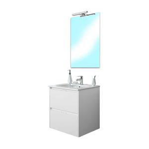 Vanitorio + Lavatorio + Espejo Inca Blanco Brillo 60cm