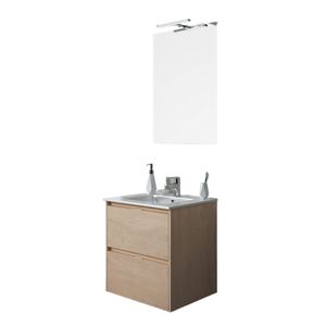 Vanitorio + Lavatorio + Espejo Inca Denver Oak 60cm