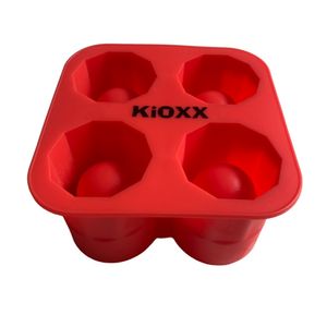 Cubeta de Silicona Vaso Shot 4 Cavidades KiOXX Rojo