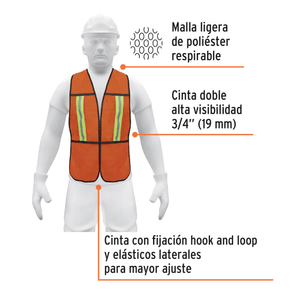 Chaleco de seguridad con cintas reflejantes naranja pretul 21025