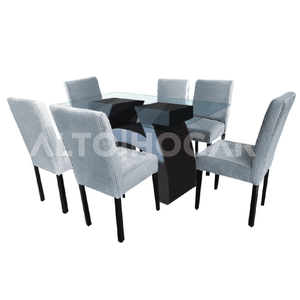 Juego de Comedor Alto Hogar 6 Sillas Karmela Gris