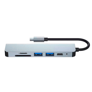 Adaptador 6 en 1 Tipo C a HDMI SD TF USB x2 PD tipo C