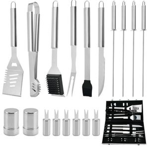 Set Parrillero Premium x 18 Piezas en Acero Inoxidable con Caja de Alumino
