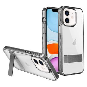 Case para iPhone 11 con soporte negro, a prueba de golpes, transparente