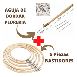 Set de Bordado Juego Bastidor Más Aguja para Bordar Pedrería Mostacilla Y Lentejuelas