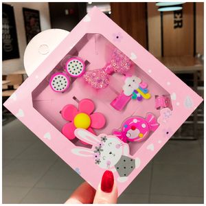 Set de 8 Ganchitos Kawaii Niñas Accesorio de Cabello S47 Rosa-Nube