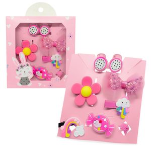 Set de 8 Ganchitos Kawaii Niñas Accesorio de Cabello S47 Rosa-Nube