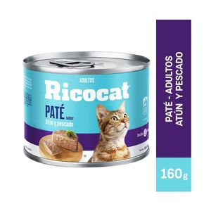 Comida Húmeda para Gatos Ricocat Paté Lata Adultos Atún y Pescado 160 gr