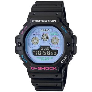 Reloj Casio G-Shock DW5900DN-1 Digital Luz de Fondo Resina Negro Dial Celeste